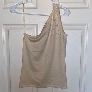 Embroidered one shoulder tank top